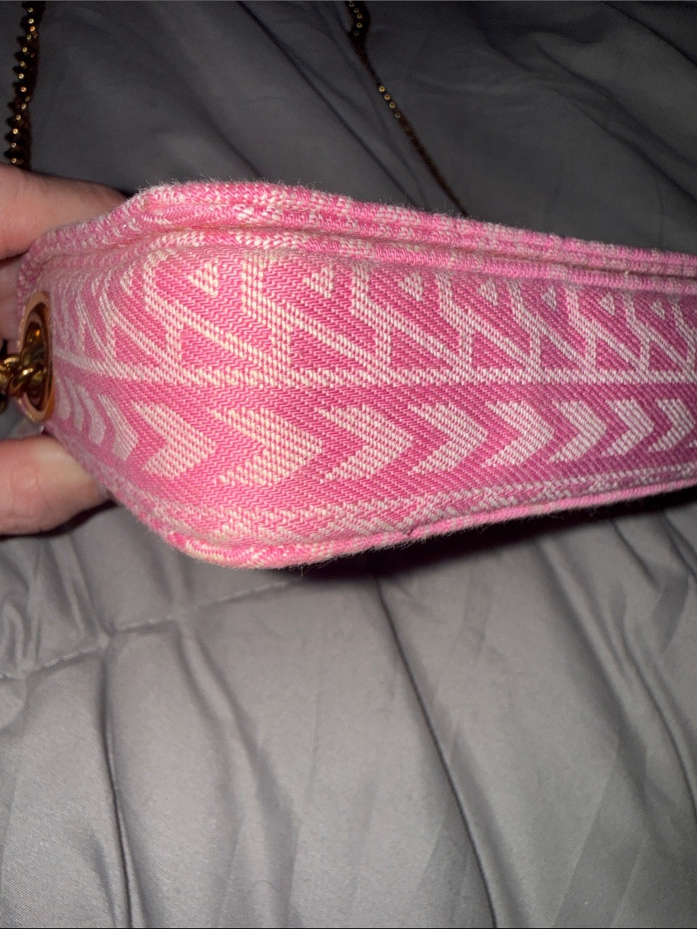 Marc Jacobs Pink Quilted Logo Mini Bag with Gold Chain - Picture 3 of 9